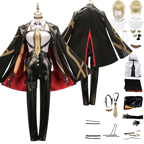 Tjlmomo Anime EvelynChevalier Cosplay Kostüm mit Perücke Spiel Rolle ZhuYuan Cosplay Outfits Uniform Rock Verkleidung Anzug Halloween Karneval Party Kleidung Zubehör Komplettset für Frauen von Tjlmomo