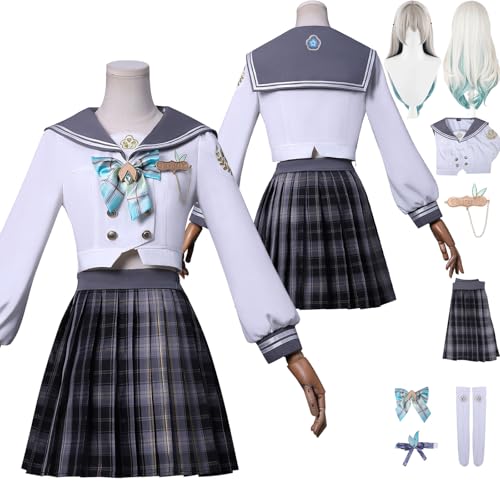 Tjlmomo Anime Firefly Cosplay Uniform Kostüm Spiel Cosplay Outfits mit Perücke Rolle Honkai Star Rail Uniform Rock Verkleidung Anzug Halloween Karneval Party Kleidung Zubehör Komplettset für Frauen von Tjlmomo