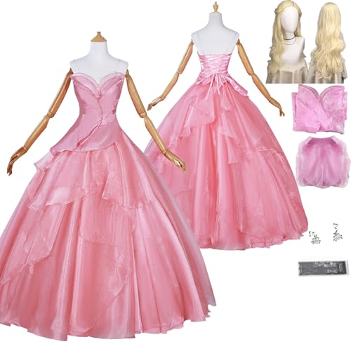Tjlmomo Anime Glinda Cosplay Uniform Kostüm Spiel Cosplay Outfits mit Perücke Rolle Elphaha Uniform Rock Verkleidung Anzug Halloween Karneval Party Kleidung Zubehör Komplettset für Frauen Mädchen von Tjlmomo