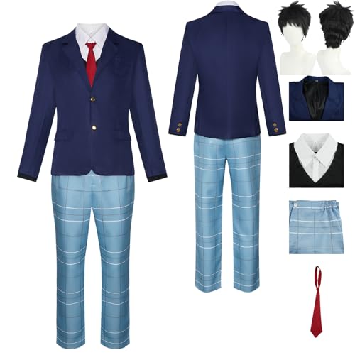 Tjlmomo Anime Gojo Wakana Cosplay Uniform Kostüm Spiel Cosplay Outfits mit Perücke Rolle Uniform Rock Verkleidung Anzug Halloween Karneval Party Kleidung Zubehör Komplettset für Männer von Tjlmomo