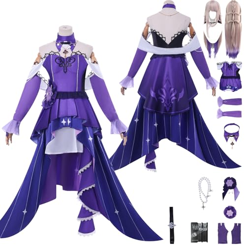 Tjlmomo Anime Herta Cosplay Uniform Kostüm Spiel Cosplay Outfits mit Perücke Rolle Honkai Star Rail Uniform Rock Verkleidung Anzug Halloween Karneval Party Kleidung Zubehör Komplettset für Frauen von Tjlmomo