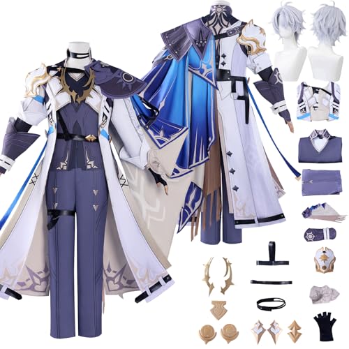 Tjlmomo Anime Khaslana Phaidon Cosplay Uniform Kostüm Spiel Honkai Star Rail Cosplay Outfits mit Perücke Rolle Uniform Rock Verkleidung Anzug Halloween Karneval Party Kleidung Komplettset für Männer von Tjlmomo