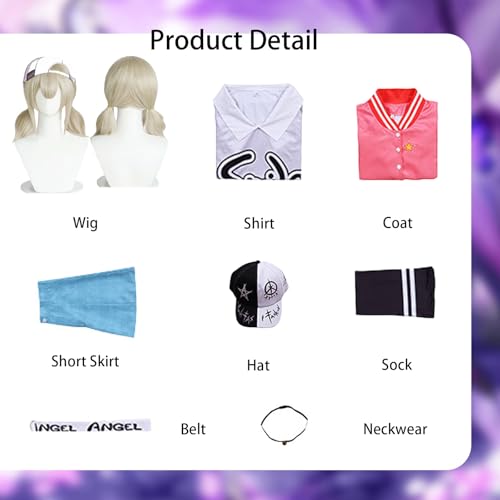 Tjlmomo Anime Kohane Azusawa Cosplay Kostüm Spiel Project Sekai Colourful Stage Cosplay Outfits mit Mantel Perücke Rolle Emu Otori Uniform Rock Anzug Halloween Karneval Party Kleidung für Frauen (L) von Tjlmomo