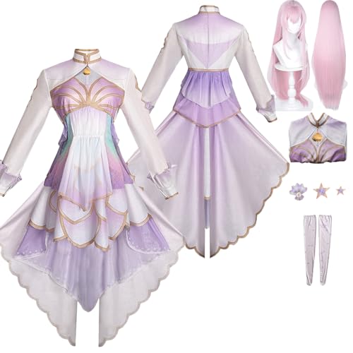 Tjlmomo Anime Megurine Luka Purple Cosplay Uniform Kostüm Spiel Project Sekai Colourful Stage Cosplay mit Perücke Rolle Nene Kusanagi Uniform Rock Verkleidung Anzug Halloween Komplettset für Frauen von Tjlmomo