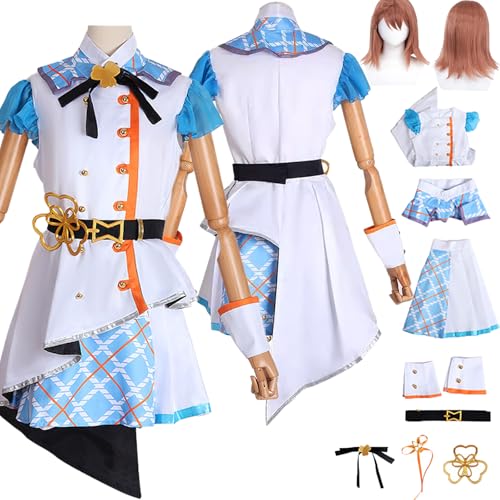 Tjlmomo Anime Minori Hanasato Cosplay Uniform Kostüm Spiel Project Sekai Colourful Stage Cosplay Outfits mit Perücke Rolle Emu Otori Uniform Rock Verkleidung Anzug Halloween Karneval Party für Frauen von Tjlmomo