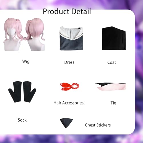 Tjlmomo Anime Mizuki Akiyama Cosplay Uniform Kostüm Spiel Project Sekai Colourful Stage Cosplay Outfits mit Perücke Rolle Asahina Mafuyu Uniform Rock Verkleidung Anzug Halloween Party Kleidun (M) von Tjlmomo