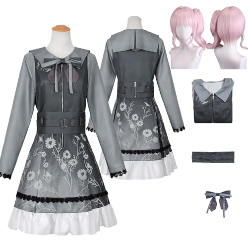Tjlmomo Anime Mizuki Akiyama Grey Cosplay Uniform Kostüm Spiel Project Sekai Colourful Stage Cosplay Outfits mit Perücke Rolle Nene Kusanagi Uniform Rock Verkleidung Anzug Halloween Party für Frauen von Tjlmomo