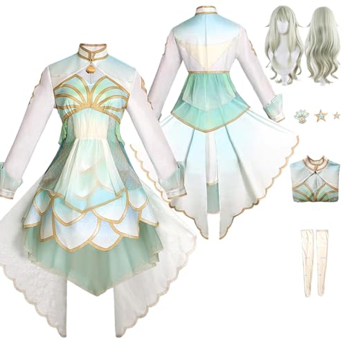 Tjlmomo Anime Nene Kusanagi Green Cosplay Uniform Kostüm Spiel Project Sekai Colourful Stage Cosplay mit Perücke Rolle Emu Otori Uniform Rock Verkleidung Anzug Halloween Party Komplettset für Frauen von Tjlmomo