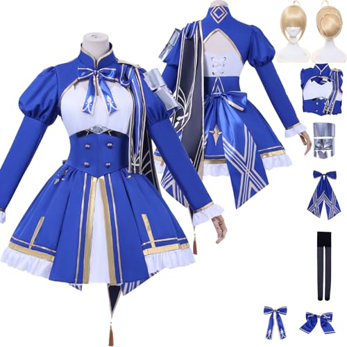 Tjlmomo Anime Saber Cosplay Uniform Kostüm Spiel Cosplay Outfits mit Perücke Rolle Honkai Star Rail Uniform Rock Verkleidung Anzug Halloween Karneval Party Kleidung Zubehör Komplettset für Frauen von Tjlmomo