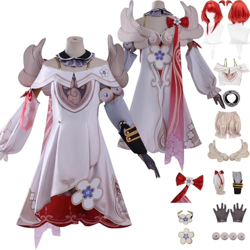 Tjlmomo Anime Tribbie Cosplay Uniform Kostüm Spiel Cosplay Outfits mit Perücke Rolle Honkai Star Rail Uniform Rock Verkleidung Anzug Halloween Karneval Party Kleidung Zubehör Komplettset für Frauen von Tjlmomo