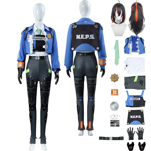 Tjlmomo Anime ZhuYuan Cosplay Uniform Kostüm mit Perücke Spiel Rolle Evelyn Chevalier Cosplay Outfits Uniform Rock Verkleidung Anzug Halloween Karneval Party Kleidung Zubehör Komplettset für Frauen von Tjlmomo