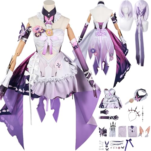 Tjlmomo Castorice Cosplay Uniform Kostüm Anime Honkai Star Rail Cosplay Outfits mit Perücke Rock Verkleidung Anzug Halloween Karneval Party Kleidung Zubehör Komplettset für Frauen Mädchen von Tjlmomo