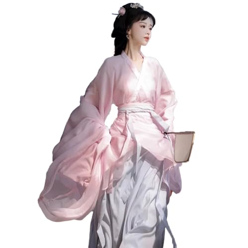 Tjlmomo Chinesisches traditionelles Hanfu-Kleid für Frauen, Dynastie, alte chinesische Tradition, Schnürkleid, Performance, Cosplay, Halloween-Kostüm (Rosa) von Tjlmomo