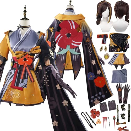 Tjlmomo Chiori Cosplay Uniform Kostüm Anime Honkai Star Rail Cosplay Outfits mit Ohrringe Rock Verkleidung Anzug Halloween Karneval Party Kleidung Zubehör Komplettset für Frauen Mädchen von Tjlmomo