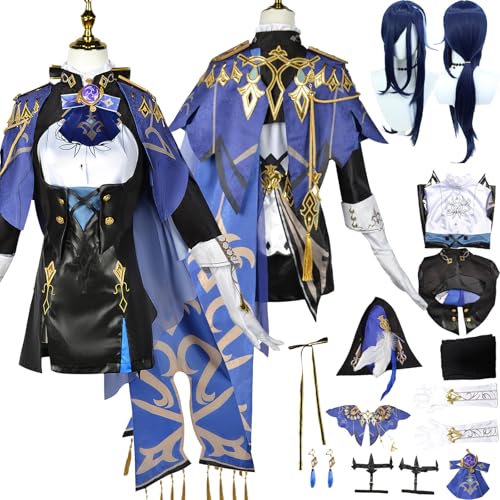 Tjlmomo Clorinde Cosplay Uniform Kostüm Anime Honkai Star Rail Cosplay Outfits mit Visionen Rock Verkleidung Anzug Halloween Karneval Party Kleidung Zubehör Komplettset für Frauen Mädchen von Tjlmomo