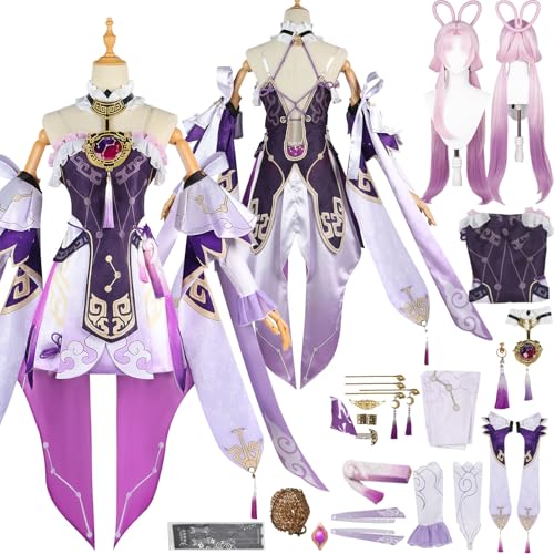 Tjlmomo Fu Xuan Cosplay Kostüm Anime Honkai Star Rail Cosplay Outfits mit Perücke Uniform Kleid Halskette Verkleidung Anzug Halloween Karneval Party Kleidung Zubehör Komplettset für Mädchen von Tjlmomo