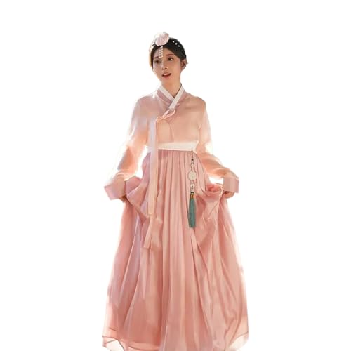 Tjlmomo Hanbok Dress for Women Korean Ancient Traditional Dress Outfit Floral Embroidery Cosplay National Costume (Rosa) von Tjlmomo