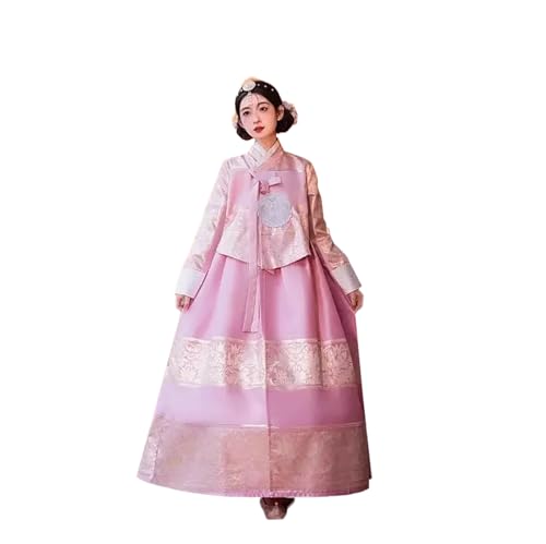 Tjlmomo Hanbok-Kleid für Damen, uraltes koreanisches traditionelles Kleid, Outfit mit Blumenstickerei, Cosplay, Nationalkostüm (Rosa) von Tjlmomo