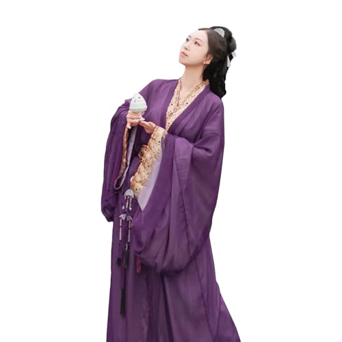 Tjlmomo Hanfu-Kleid für Damen, chinesische Tradition, Tang-Dynastie, alte Tradition, Aufführung, Cosplay, Halloween-Kostüm (Lila (kurz)) von Tjlmomo