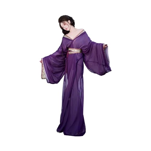Tjlmomo Hanfu-Kleid für Damen, chinesische Tradition, Tang-Dynastie, alte Tradition, Aufführung, Cosplay, Halloween-Kostüm (Lila (lang)) von Tjlmomo