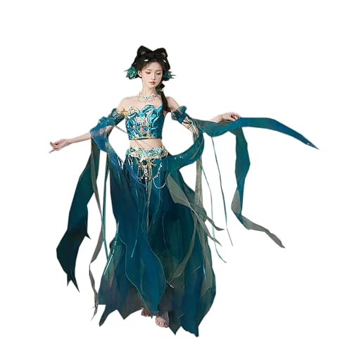 Tjlmomo Hanfu-Kleid für Damen, chinesisches altes Mädchen, Hanfu-Outfit, traditionelle Bühnenaufführung, Halloween, Cosplay-Kostüm (Grün) von Tjlmomo