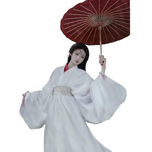 Tjlmomo Hanfu-Kleid für Damen, chinesisches altes Mädchen, Hanfu-Outfit, traditionelle Bühnenaufführung, Halloween, Cosplay-Kostüm (Weiß (kurz)) von Tjlmomo