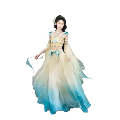 Tjlmomo Hanfu-Kleid für Damen, chinesisches altes Mädchen, Hanfu-Outfit, traditionelles Bühnenkostüm, Cosplay, Halloween-Kostüm (Aprikosenblau) von Tjlmomo