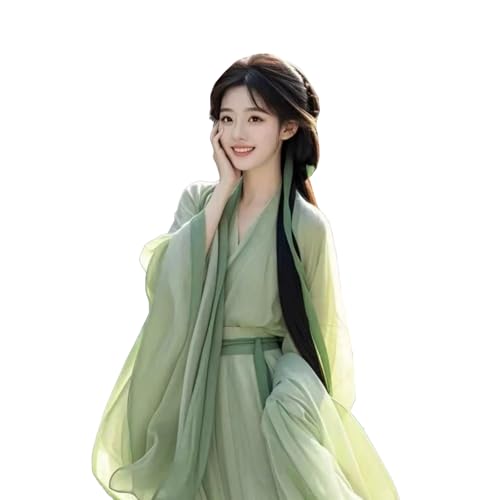 Tjlmomo Hanfu-Kleid für Damen, chinesisches altes Mädchen, Hanfu-Outfit, traditionelles Bühnenkostüm, Cosplay, Halloween-Kostüm (Grün) von Tjlmomo