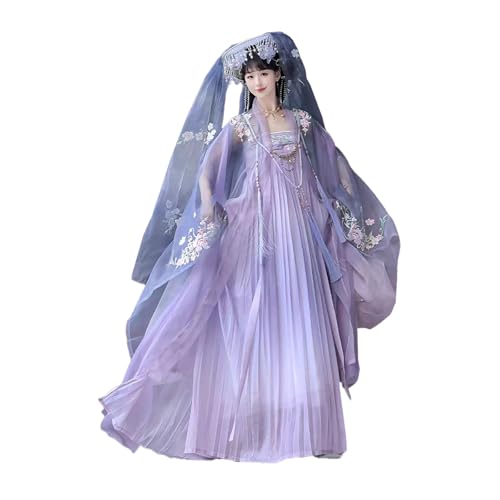 Tjlmomo Hanfu-Kleid für Damen, chinesisches altes Mädchen, Hanfu-Outfit, traditionelles Cosplay, Bühnenauftritt, Halloween-Kostüm (Lila) von Tjlmomo