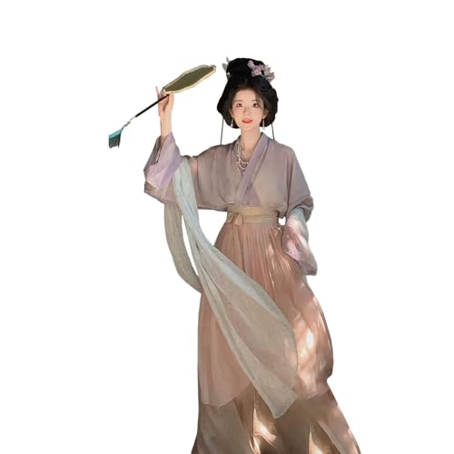 Tjlmomo Hanfu-Kleid für Damen, chinesisches altes Mädchen, Hanfu-Outfit, traditionelles Cosplay, Bühnenauftritt, Halloween-Kostüm (Rosa) von Tjlmomo