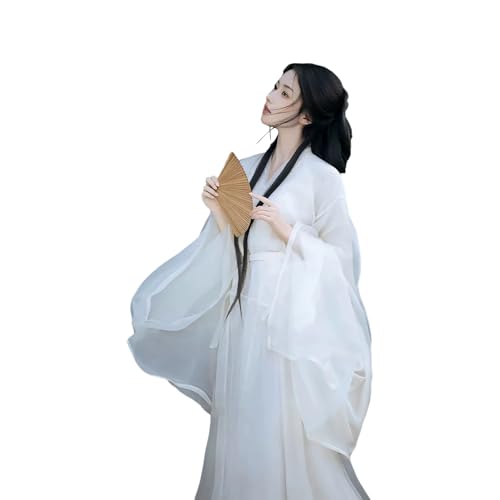 Tjlmomo Hanfu-Kleid für Damen, chinesisches altes Mädchen, Hanfu-Outfit, traditionelles Cosplay, Halloween, Bühnenkostüm (Weiß) von Tjlmomo