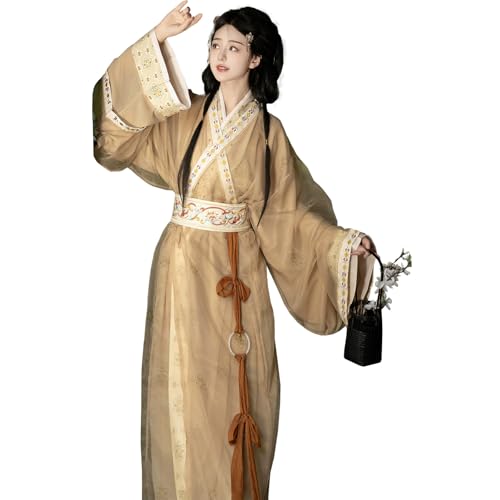 Tjlmomo Hanfu-Kleid für Damen, chinesisches antikes Outfit, traditionelles Tang-Anzug-Kostüm mit lockerer Passform, Halloween, Cosplay, Bühnenkostüm (Gelb) von Tjlmomo
