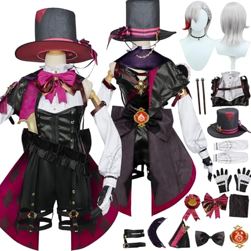 Tjlmomo Lyney Cosplay Uniform Kostüm Anime Honkai Star Rail Cosplay Outfits mit Perücke Rock Verkleidung Anzug Halloween Karneval Party Kleidung Zubehör Komplettset für Frauen Mädchen Tjlmomo Lyney Cosplay Uniform Kostüm Anime Honkai Star Rail Cosplay Outfits mit Perücke Rock Verkleidung Anzug Halloween Karneval Party Kleidung Zubehör Komplettset für Frauen Mädchen von Tjlmomo