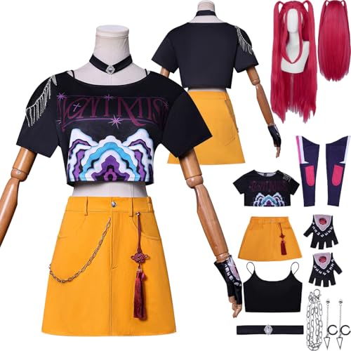 Tjlmomo Mira Cosplay Uniform Kostüm Anime K- Kpop D-Demon H-Hunters Cosplay Outfits mit Perücke Rolle Zoe’y Rumi Uniform Verkleidung Anzug Halloween Karneval Party Kleidung Komplettset für Frauen von Tjlmomo