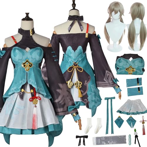 Tjlmomo Qingque Cosplay Uniform Kostüm Anime Honkai Star Rail Cosplay Outfits mit Wrist ornament Rock Verkleidung Anzug Halloween Karneval Party Kleidung Zubehör Komplettset für Frauen Mädchen Tjlmomo Qingque Cosplay Uniform Kostüm Anime Honkai Star Rail Cosplay Outfits mit Wrist ornament Rock Verkleidung Anzug Halloween Karneval Party Kleidung Zubehör Komplettset für Frauen Mädchen von Tjlmomo