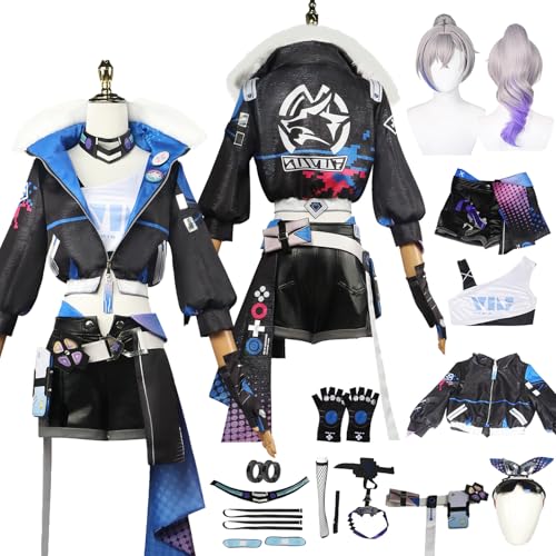 Tjlmomo Silver Wolf Cosplay Kostüm Anime Honkai Star Rail Cosplay Outfits mit Perücke Uniform Jacke Halskette Verkleidung Anzug Halloween Karneval Party Kleidung Zubehör Komplettset für Mädchen Tjlmomo Silver Wolf Cosplay Kostüm Anime Honkai Star Rail Cosplay Outfits mit Perücke Uniform Jacke Halskette Verkleidung Anzug Halloween Karneval Party Kleidung Zubehör Komplettset für Mädchen von Tjlmomo