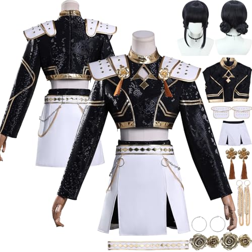 Tjlmomo Zoey Cosplay Kostüm Upgraded Uniform Anime K-Kpop D-Demon H-Hunters Cosplay Outfits mit Perücke Rolle Mira Rumi Uniform Verkleidung Anzug Halloween Karneval Party Kleidung Set für Frauen von Tjlmomo