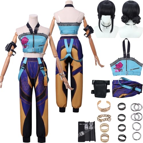 Tjlmomo Zoey Cosplay Uniform Kostüm Anime K- Kpop D-Demon H-Hunters Cosplay Outfits mit Perücke Rolle Mira Rumi Uniform Verkleidung Anzug Halloween Karneval Party Kleidung Komplettset für Frauen von Tjlmomo