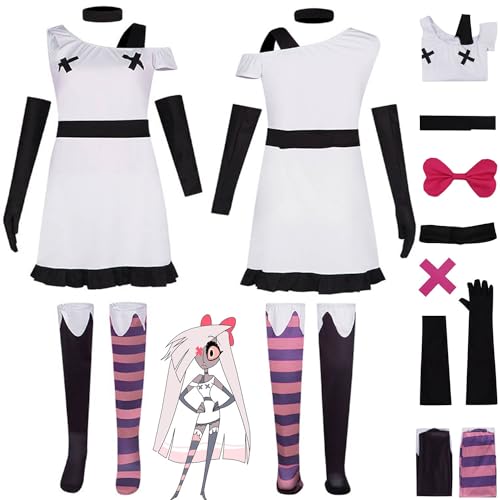 Tjmiaohao Anime Charakter Vaggie Cosplay Kostüm Outfit Hazbin Hotel Rolle Paly Uniform Kleider Full Set Halloween Karneval Dress Up Anzug mit Kopfschmuck für Frauen Mädchen (XL) von Tjmiaohao