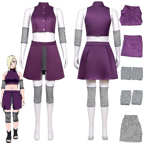 Tjmiaohao Anime Charakter Yamanaka Ino Cosplay Kostüm Outfit Rollenspiel Hyuga Hinata Lila Uniform Komplettes Set Halloween Karneval Party Dress Up Anzug für Frauen Mädchen (S) von Tjmiaohao