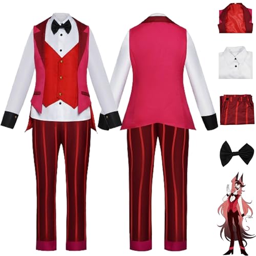 Tjmiaohao Anime Hazbin Hotel Elizabeth Cosplay Kostüm Outfit Charlie Morningstar Rolle Paly Rot Uniform Full Set Halloween Karneval Party Dress Up Anzug für Frauen Mädchen (S) von Tjmiaohao
