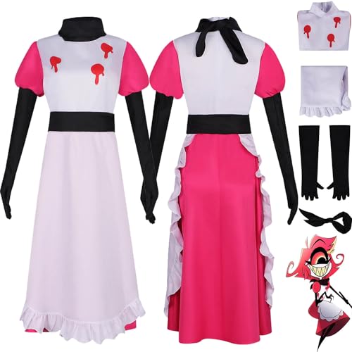 Tjmiaohao Anime Hazbin Hotel Niffty Cosplay Kostüm Outfit Charlie Morningstar Role Paly Uniform Kleider Full Set Halloween Karneval Party Dress Up Anzug für Frauen Mädchen (M) von Tjmiaohao