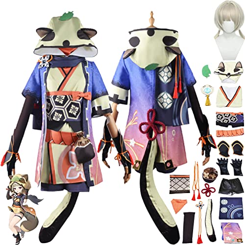 Tjmiaohao Genshin Impact Sayu Cosplay Kostüm Outfit Spielfiguren Hutao Raiden Shogun Uniform Full Set Frauen Mädchen Halloween Karneval Party Dress Up Anzug mit Hut Perücke (XXXL) von Tjmiaohao