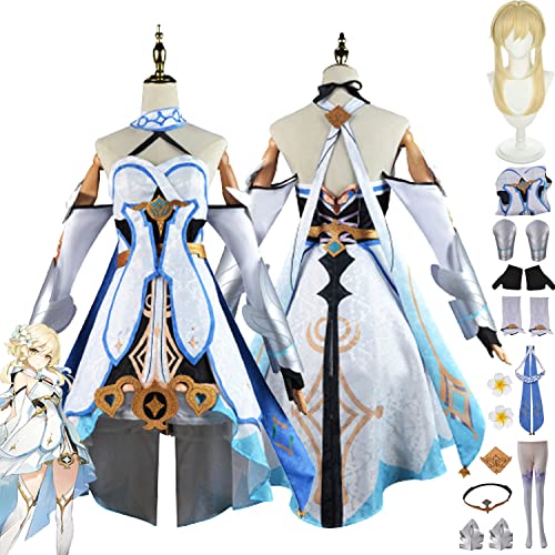 Tjmiaohao Genshin Impact Traveler Lumine Cosplay Kostüm Outfit Spielfiguren Raiden Shogun Uniform Full Set Halloween Party Dress Up Anzug mit Perücke für Frauen Mädchen (M) von Tjmiaohao