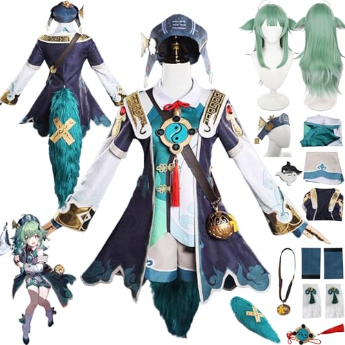 Tjmiaohao Honkai Star Rail HuoHuo Cosplay Kostüm Outfit Spiel Charakter Uniform Full Set Halloween Party Dress Up Anzug mit Kopfschmuck Hut Schwanz Perücke für Frauen Mädchen (L) von Tjmiaohao