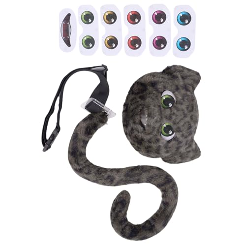 Leoparden-Kostüm-Zubehör-Set mit Plüschschwanz, Augen- und Mund-Aufklebern für Halloween, Cosplay, Erwachsene, Kinder, Tier-Kostüme von Tkidplw