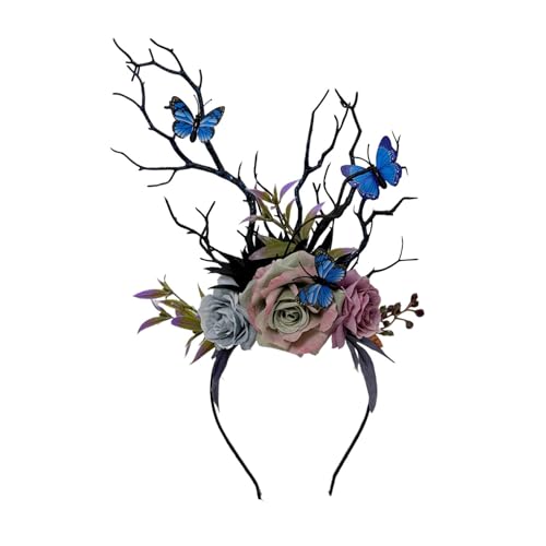 Tkidplw Cosplay-Kostüm, Schmetterling, Blume, Haarreifen, Blumen-Styling für Live-Show, Stirnband, Cosplay, Hexenkostüm, Zubehör von Tkidplw