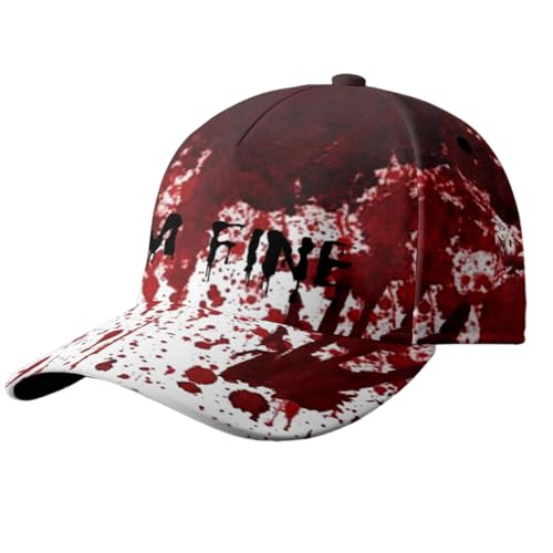 Tkidplw Halloween-Baseballkappe mit blutiger Farbe, verstellbar, Unisex, Baseballmütze für Festival, Mottoparty, Cosplay, Kostüm, Halloween-Kostüm-Zubehör Tkidplw Halloween-Baseballkappe mit blutiger Farbe, verstellbar, Unisex, Baseballmütze für Festival, Mottoparty, Cosplay, Kostüm, Halloween-Kostüm-Zubehör von Tkidplw