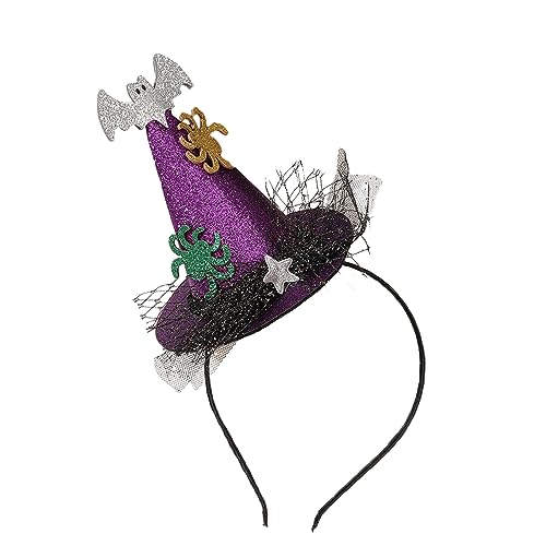 Tkidplw Halloween Pailletten Hexenhut Kopfschmuck Stirnband Spiderling Kürbis Fang Haarreifen Haarstyling Werkzeug Halloween Zubehör von Tkidplw
