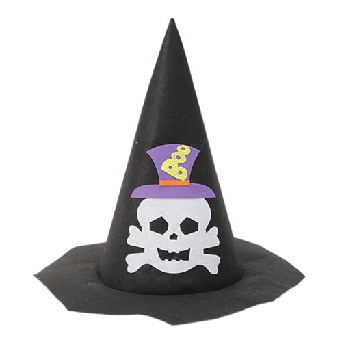 Tkidplw Halloween-Party, Hexenhut, Totenkopf, Schleife, spitzer Hut, Cosplay-Zubehör, einzigartiger Hexenparty-Zaubererhut von Tkidplw